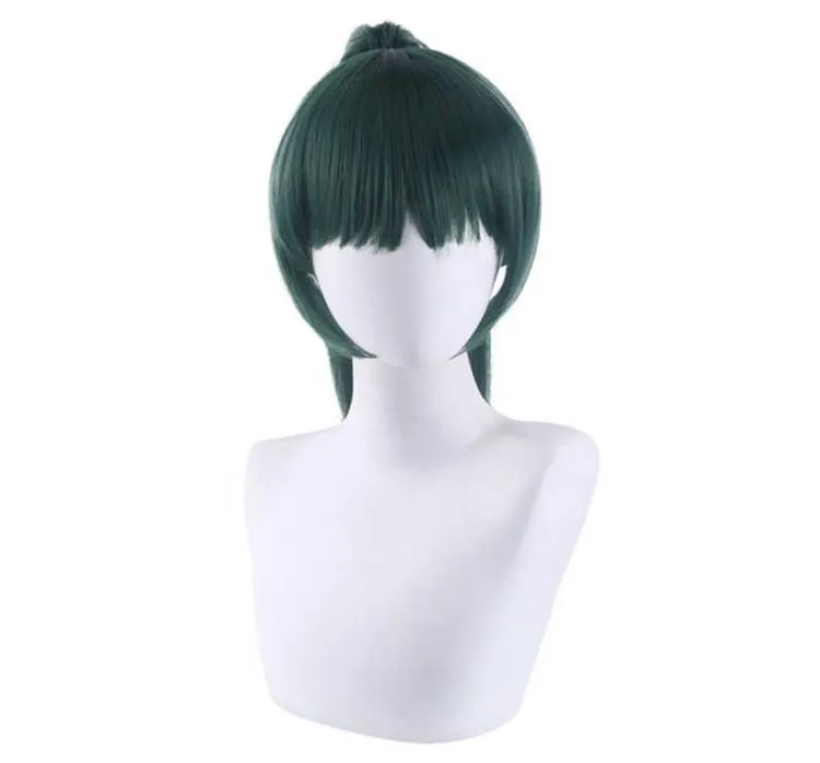 Anime Jujutsu Kaisen Maki Zenin Cosplay Pruik 50 cm Groen Hittebestendige Synthetisch Haar Pelucas Halloween Party Kostuum Pruiken2998552