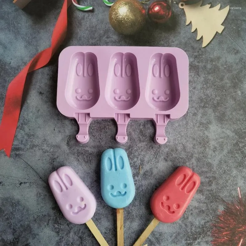 Moldes de cozimento dos desenhos animados porco figura urso sorvete molde de silicone diy sobremesa picolé grade fazendo fontes de festa de verão