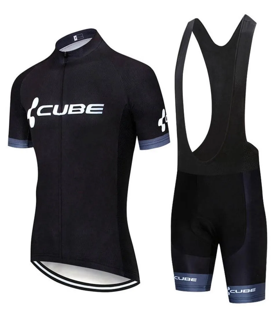 Neue Männer Cube Team Radfahren Jersey Anzug Kurzarm Bike Shirt Trägerhose Set Sommer Quick Dry Fahrrad Outfits Sport Uniform Y20044229528