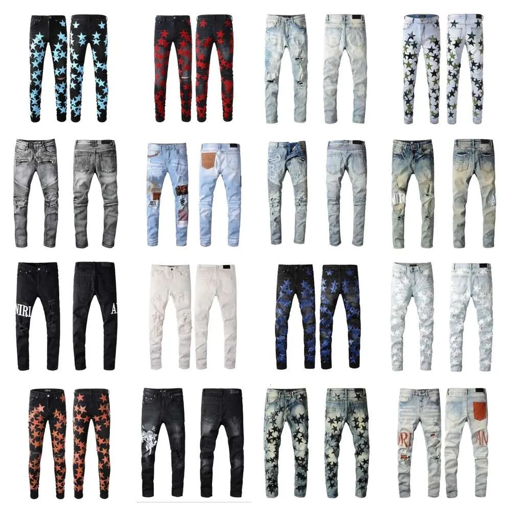 Designermarke Herren Hochwertige Modetechnologie Luxus Designer Denim Hose Distressed Ripped Schwarz Blau Jean Slim Fit 2024 Neuer Stil