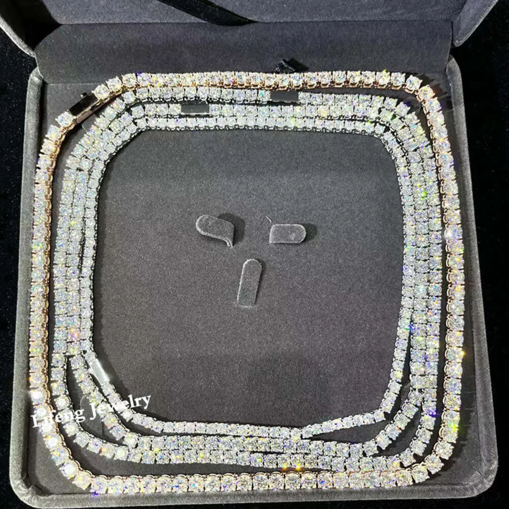 925 prata gelada vvs corrente de tênis moissanite passou testador de diamante 3mm 4mm 5mm colar chocker