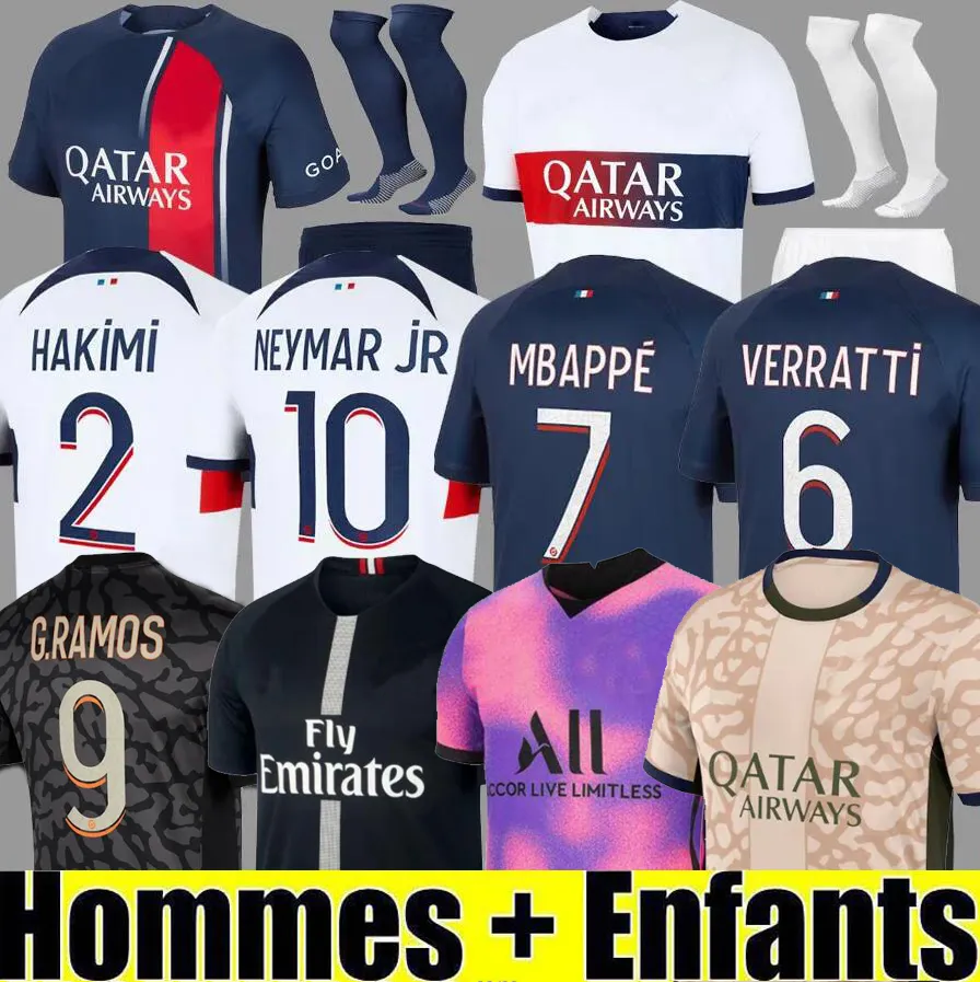 Hakimi Maillot de Foot 20 22 22 23 Futbol Forması 2023 Mbappe Gömlek Erkekler Çocuk Hommes Enfants Verratti Marquinhos Kimpembe Dördüncü Yıldız