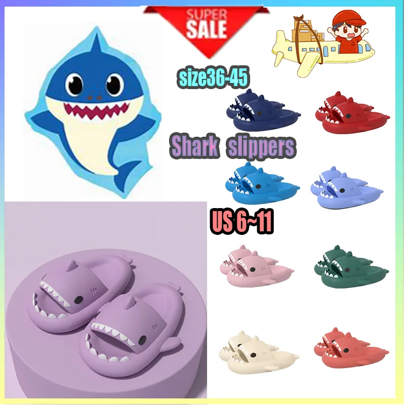 Designer Platform Shark Slides tofflor Män Kvinna Anti Rainbow Fashion Slip Wear-Resistent Light Weight Breattable Low Cut Super Soft Sandals Flat Size35-47