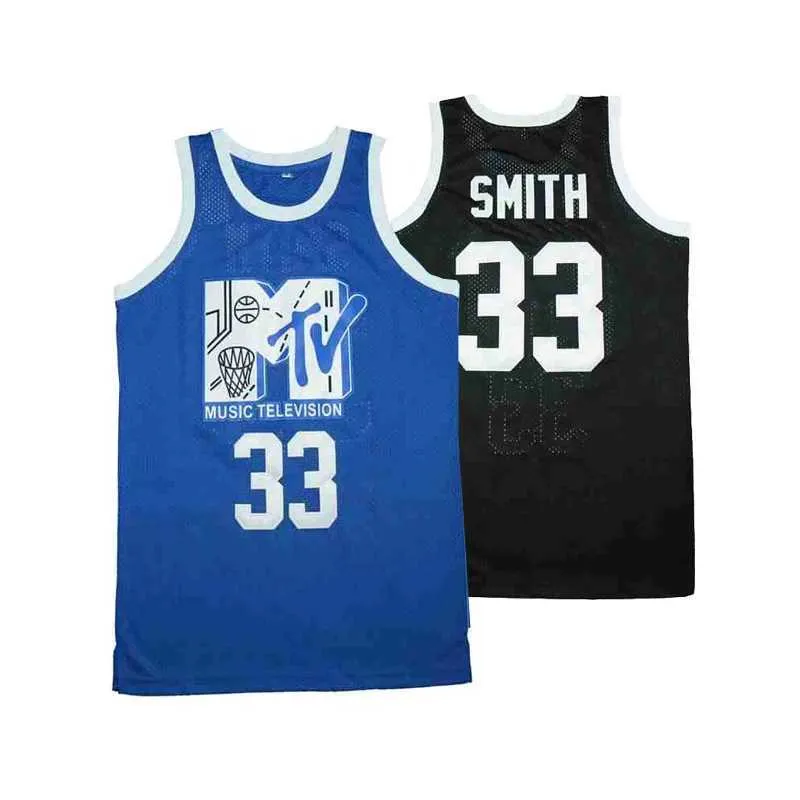 Men's T-Shirts Men Basketball Jerseys ROCK N JOCK WILL SMITH 33# Jersey Sewing Embroidery High-Quality Outdoor Sports Black Blue NEW 2023 J240221