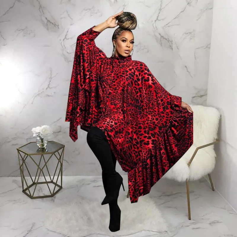 Blouses pour femmes CINESSD Design Fashion Wear 2024 Automne et hiver Cape Col mi-haut Manches longues Imprimé léopard Châle Chemise Top
