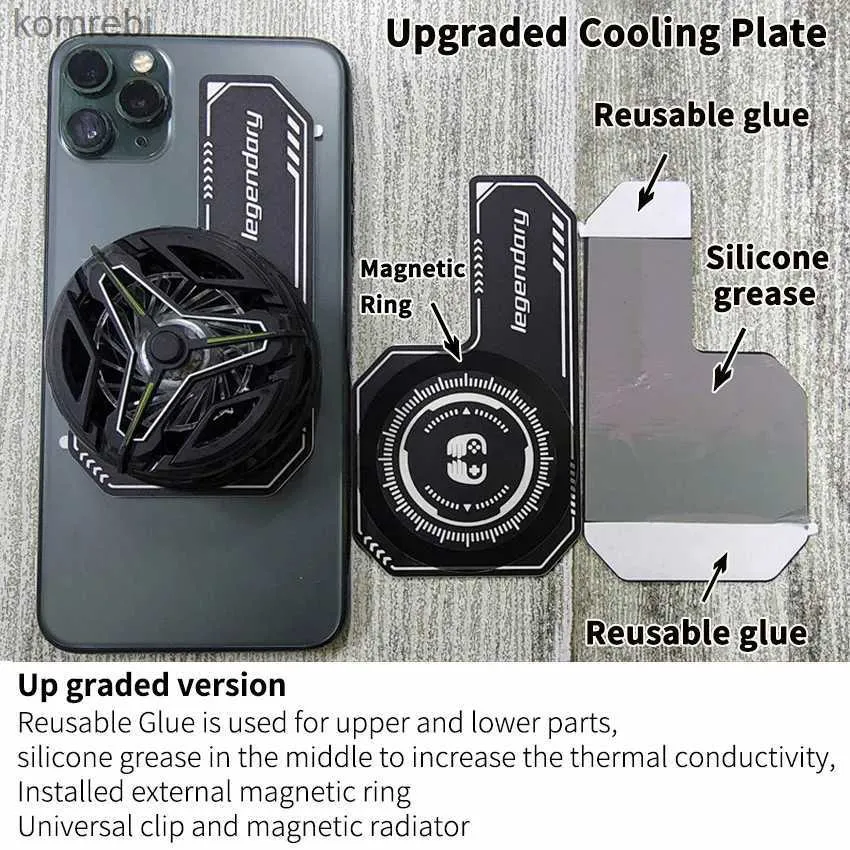 Outros acessórios de telefone celular Placa de resfriamento de telefone móvel Dissipador de calor Gaste área de resfriamento para ventiladores de resfriamento Jogo Cooler Celular para IPhone / Samsung / 240222