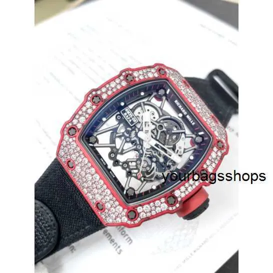 RM Chronograph Swiss Wrist Watch Collection Wristwatch Richarder Milles Mens Series Carbon Carbon Snow Snowflake Diamond Automatic Melecical Watch RM35