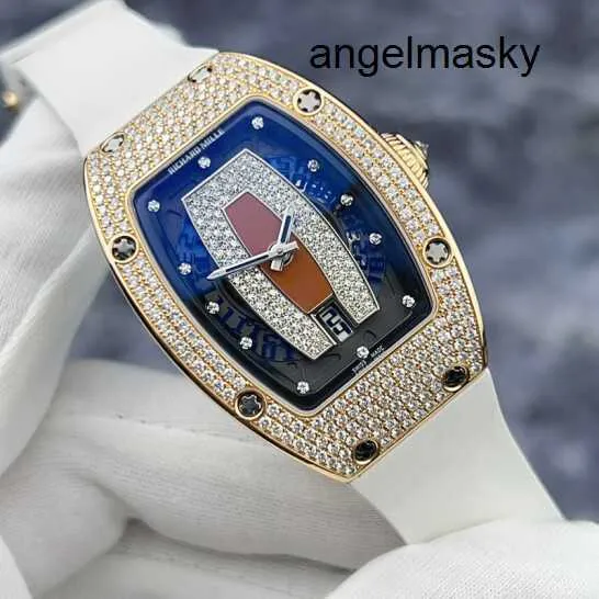 RMクロノグラフラストリストウォッチ自動腕時計RMWATCHES RM007レッドリップレディースウォッチホワイトリッチビューティー標準オリジナルダイヤモンド日付ディスプレイオートマチックミー