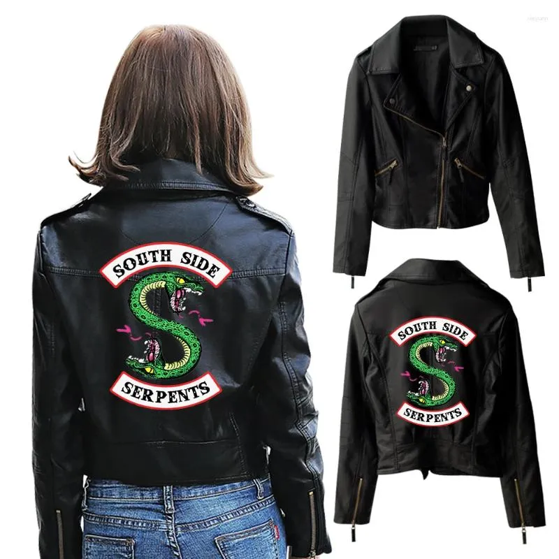 Chaquetas de mujer 2024 Riverdale PU Impreso Southside Serpents Chaqueta Mujer Serpent Streetwear Cuero