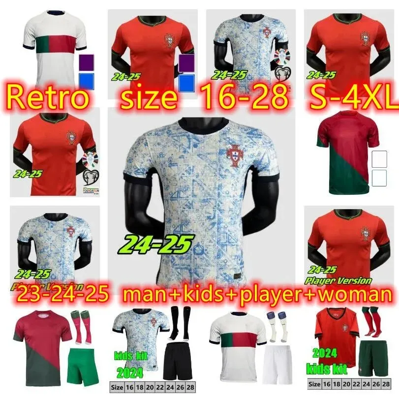 24/25 Portugal B.FERNANDES maillots de football équipe nationale Coupe d'Europe BRUNO FERNANDES JOAO FELIX RONALDO Bernardo Diogo J. JOAO CANCELO maillot de football Kits chaussette complète