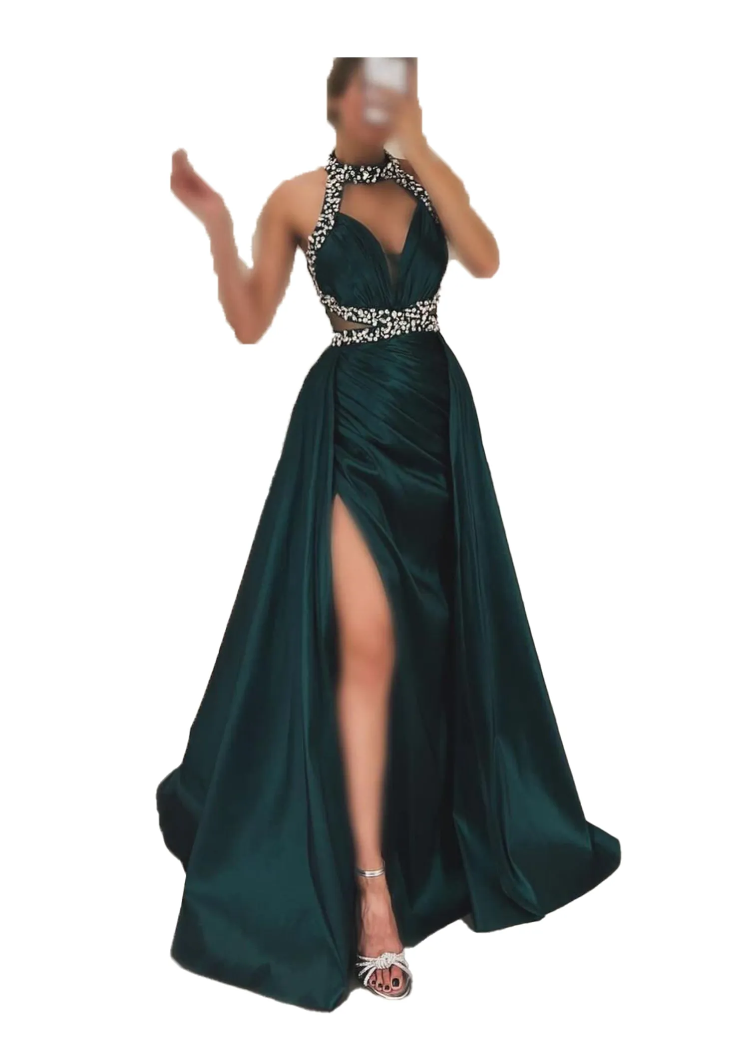 sachin and babi light blue dress Dark Green Prom Dresses: Halter Neck Sequined A Line... From Allanha,  $128.74
