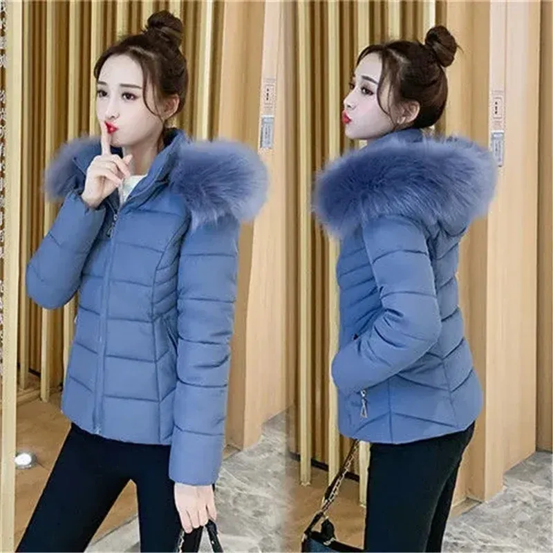 Parkas Hooded Parkas Kadınlar İçin Sonbahar Kış 2023 Yeni Kore Moda Sıcak Küfür Ceketler Ladies Solid Casual Coats