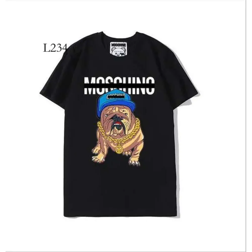 2023 Moschino Designer High-grade Women's Cotton T-shirt Men's and Women's Style Crewneck Short Sleeve T-shirt Fashion Print Loose Short 518 33