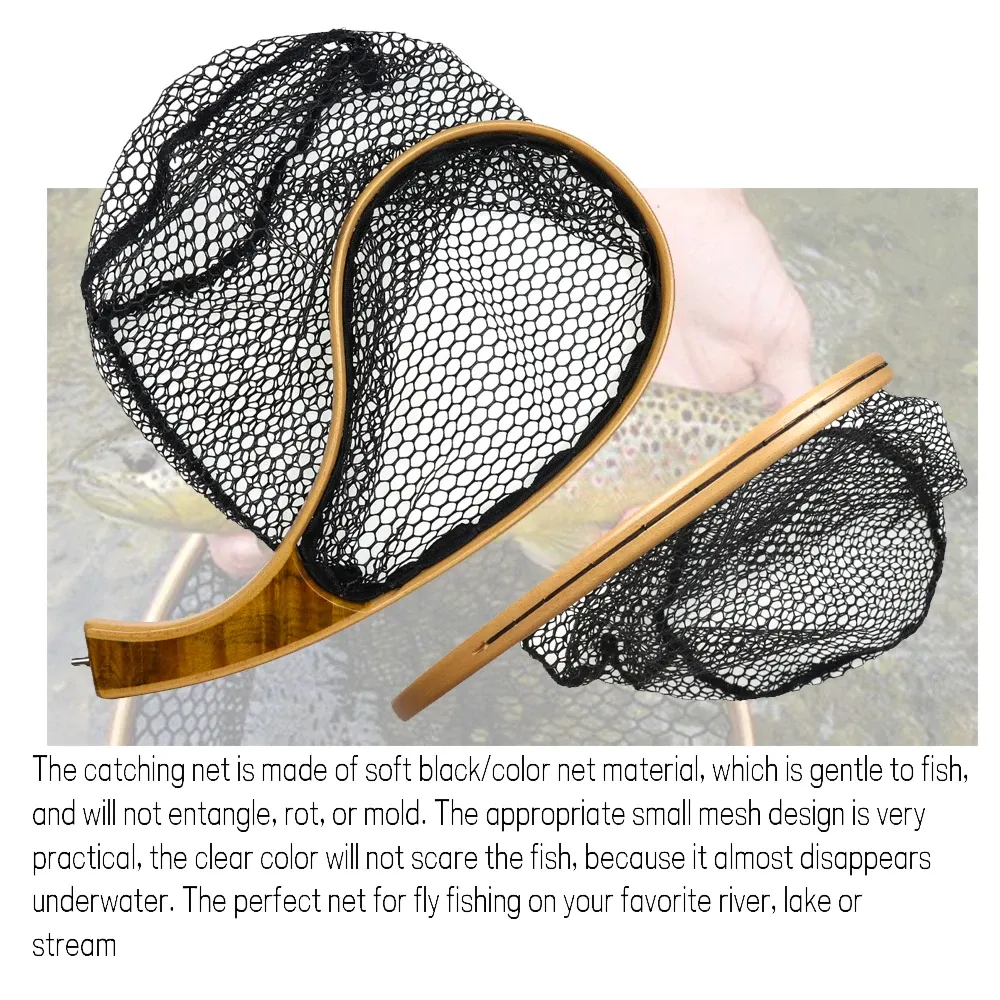 Accessories Wifreo Portable Solid Wood Fly Fishing Landing Net Trout Catch  And Release Net Quality Wooden Stream Fishing Net Tackle Tool From Zcdsk,  $17.66