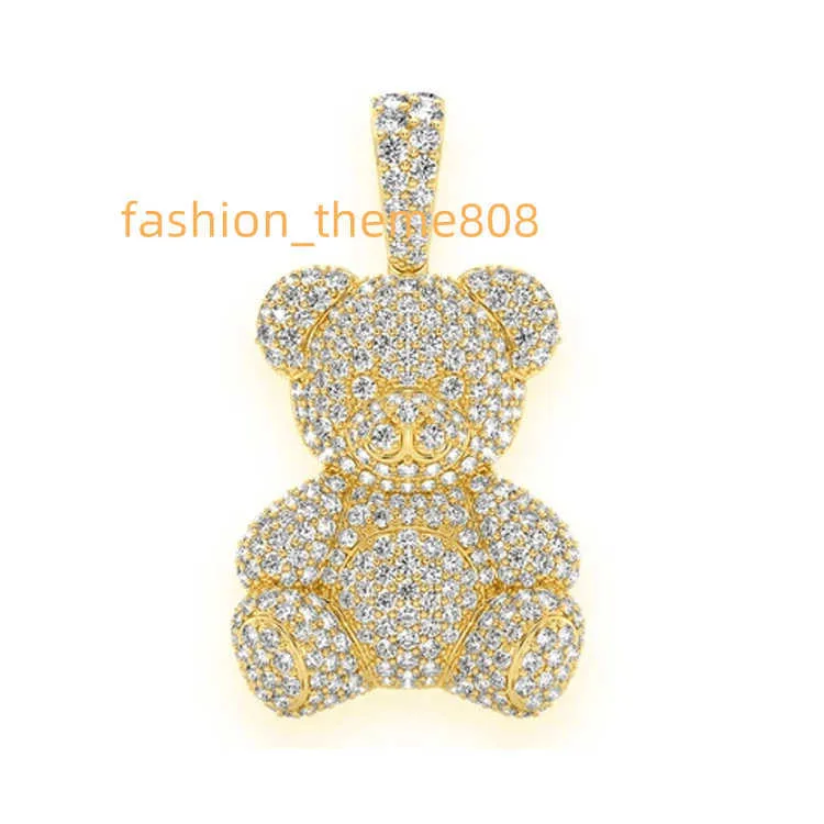 Premium Quality Luxury Fine Jewelry 3.5 TCW and 14 Grams 14K Gold Custom Teddy Bear Moissanite Diamond Pendant