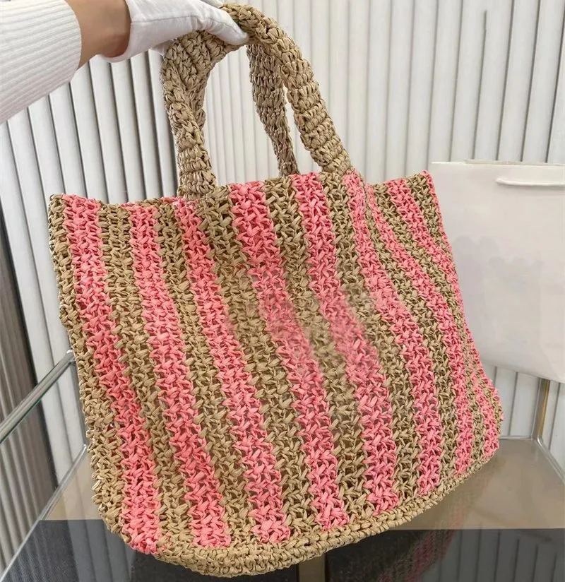 Crochet Bolsos De Colores Combinados Bolsas De Playa De Paja Para