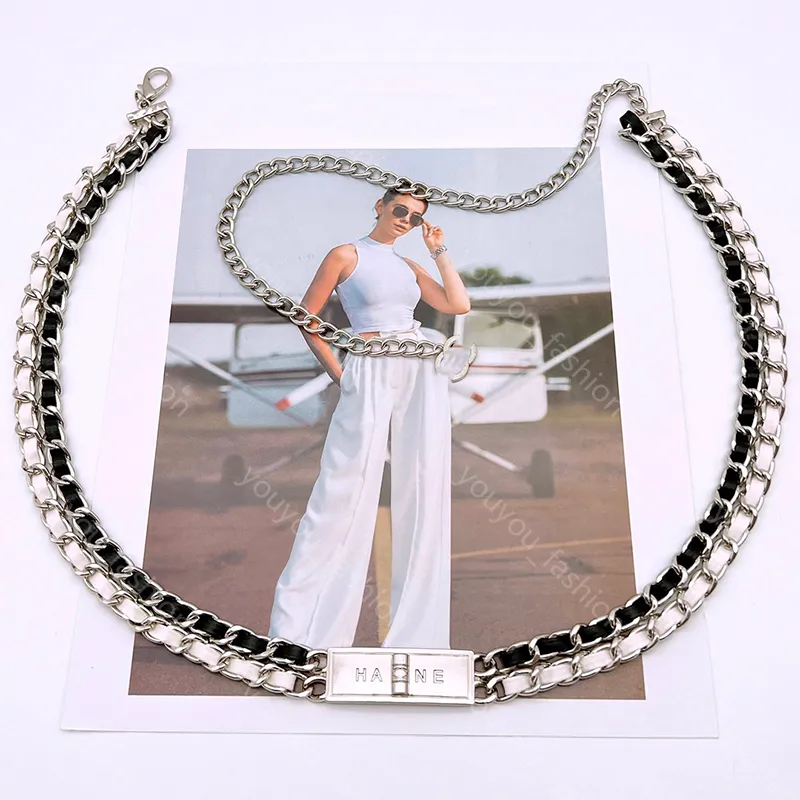 Gold Chain Waist Belt Two-layer Leather Metal Cowskin Alloy  display picture 2