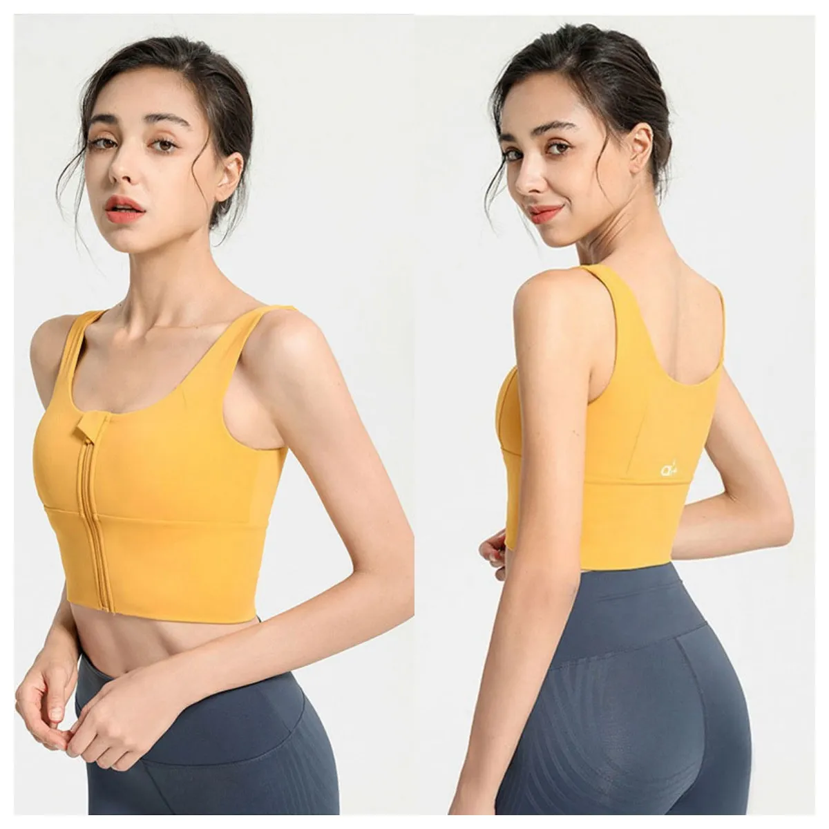 AL-097 Aligns Yoga Vest Débardeur à fermeture éclair pour femme Coupe nue Haute élasticité Fitness Course à pied Soutien-gorge de sport antichoc Coussin de poitrine pour femme Jogger