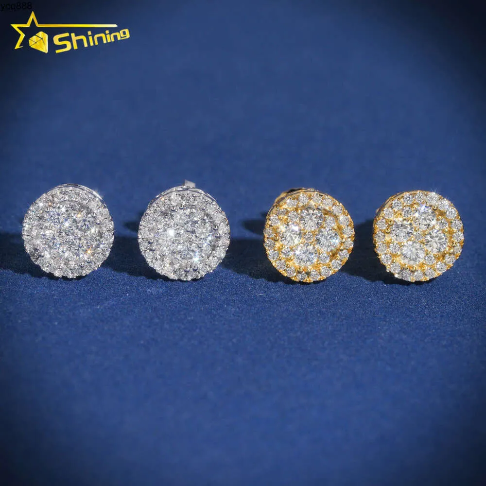 Lodowe 9 mm szerokość okrągłe kształty kołki Laborn Diamond Hip Hop Man 10k złota biżuteria