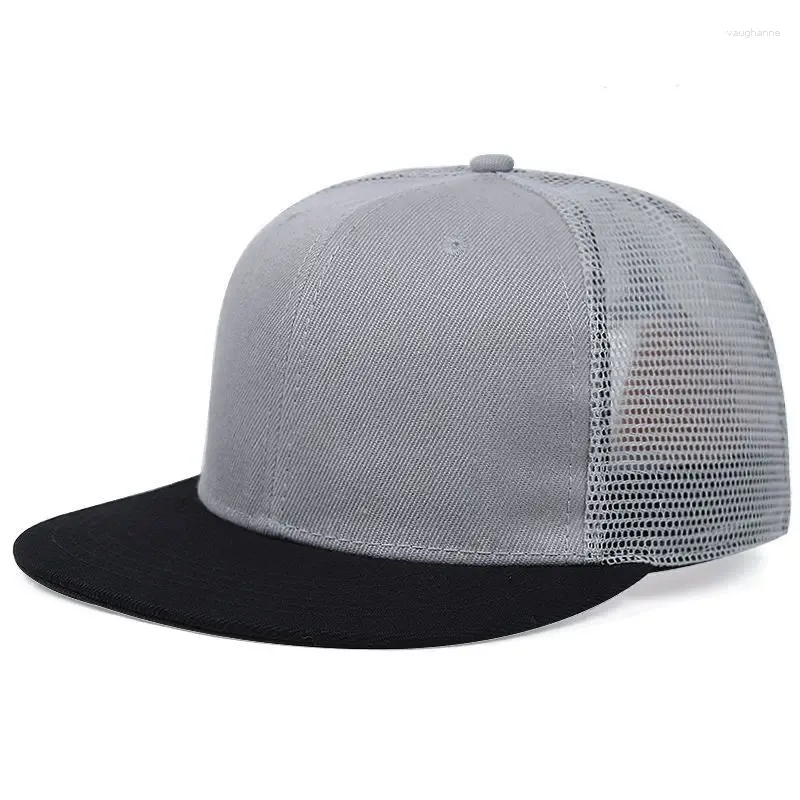 Casquettes de balle Hip Hop chapeau respirant maille Hipster bord plat hommes été Snapback casquette de Baseball adulte couleur unie