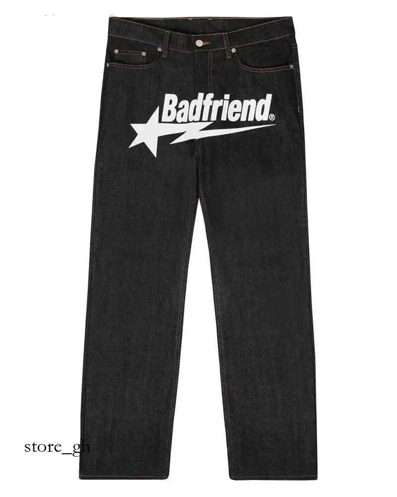 Men's Jeans Y2k Jeans Baggy Hiphop Bad Friend Letter Printed Baggy Pants 2023 New Harajuku Fashion Punk Rock Pants Streetwear Wide Leg Jeans 305