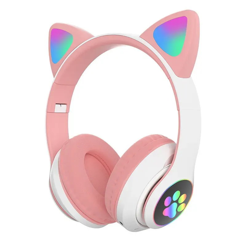 New RGB Cat Ear Headphones Bluetooth 5.0 Bass Noise Cancelling Adults Kids Girl Headsets Support TF Card Casco Mic Music Gift