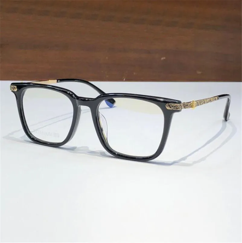 Nowy projekt mody klasyczny kwadratowe okulary optyczne 8263 Zaska octanowa rama tytanowa smok wzór świątynie retro proste styl przezroczyste okulary