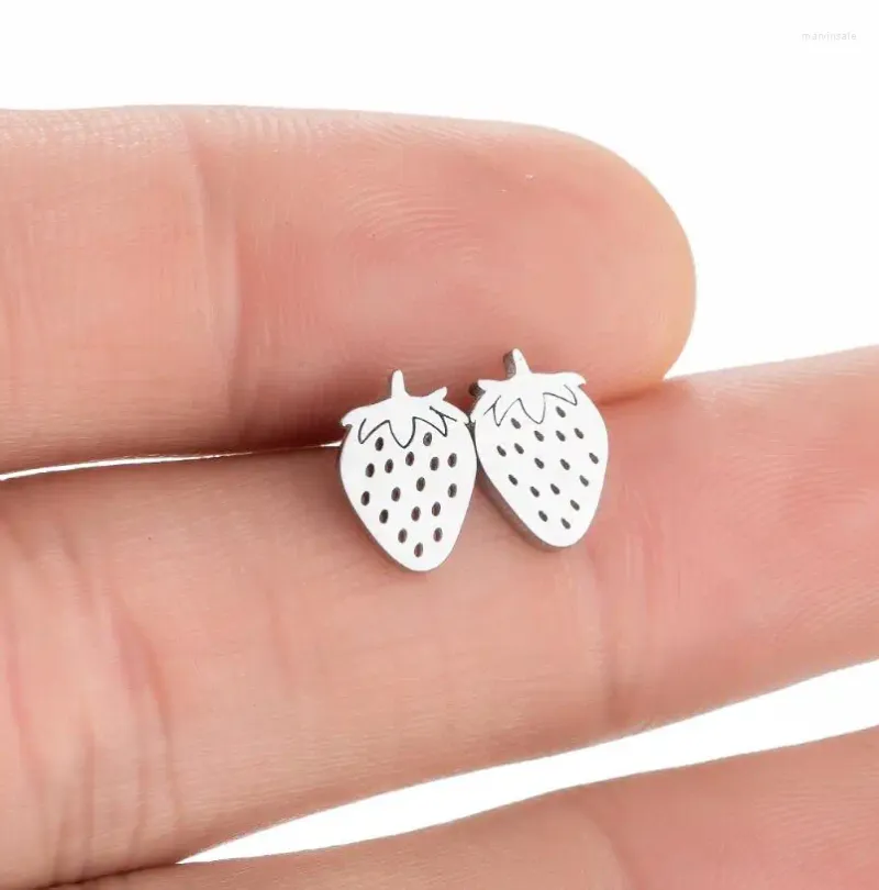 Jisensp – boucles d'oreilles tendance uniques en acier inoxydable, mignonnes petites fraises, petits fruits, bijoux à la mode, vente en gros