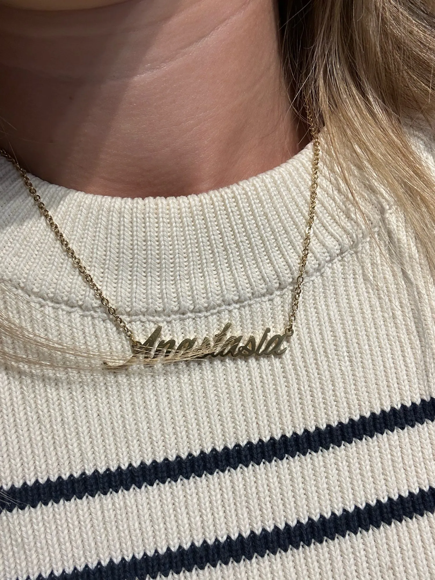 Brittany Name Necklace Stainless Steel Custom Personalized Nameplate Pendant for Women Girl Jewelry Mom Christmas Gift with Gold Plated