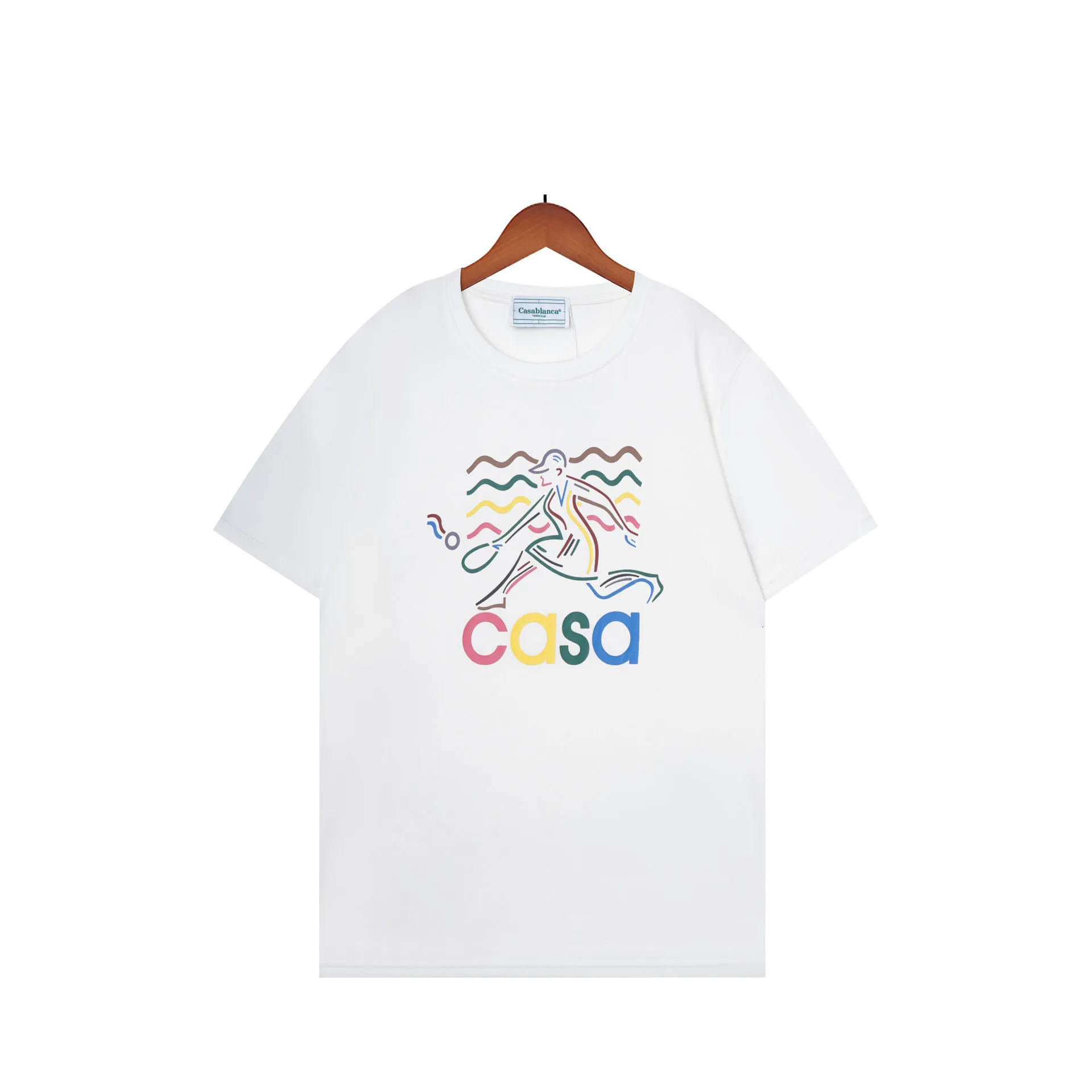 Летняя популярная коллекция футболок с короткими рукавами для пар Casablancaa с универсальным принтом CAASA