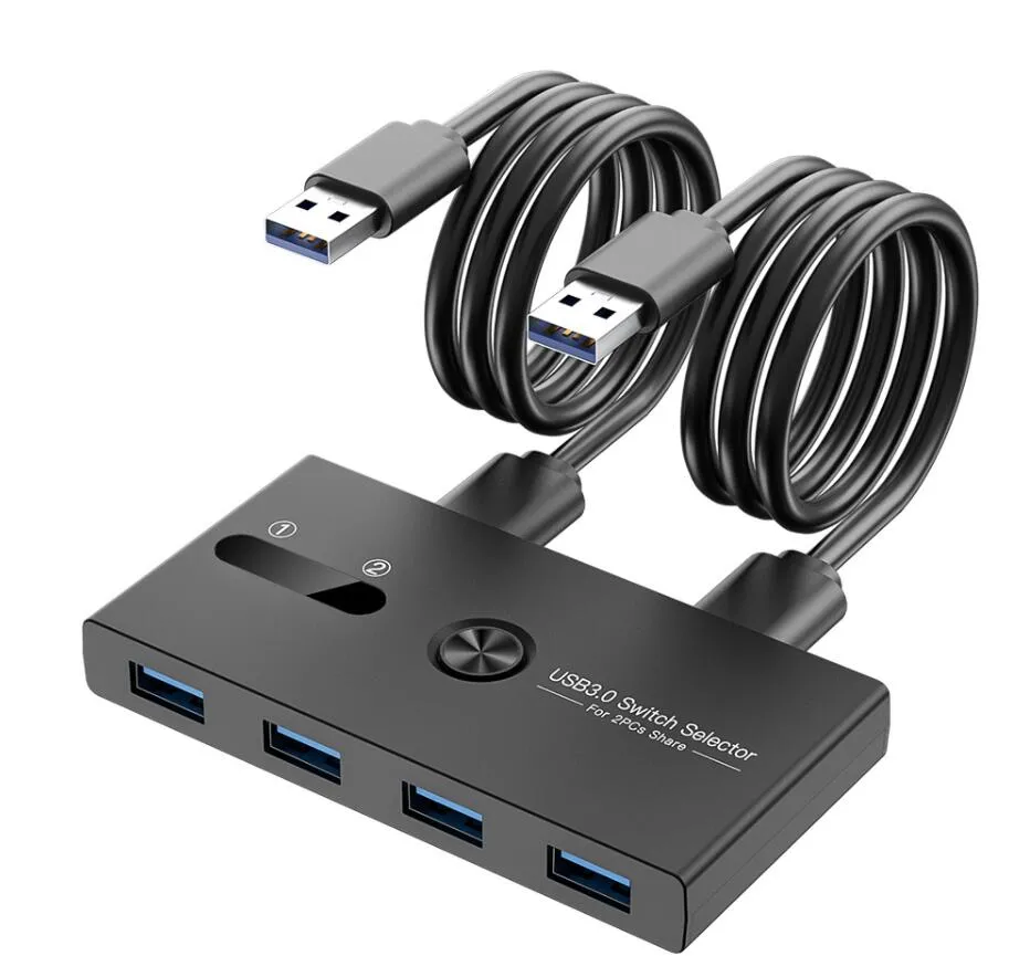 USB KVMスイッチUSB 3.0スイッチャーKVMスイッチWindows10 PCキーボードマウスプリンター2 PCS共有4デバイスUSBスイッチ