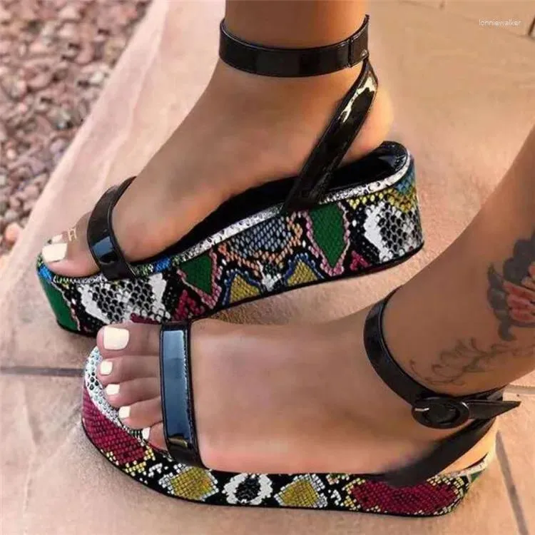 Sandals 2024 Summer Platform Animal Pattern Women's Shoes Wish Roman Muffin Women