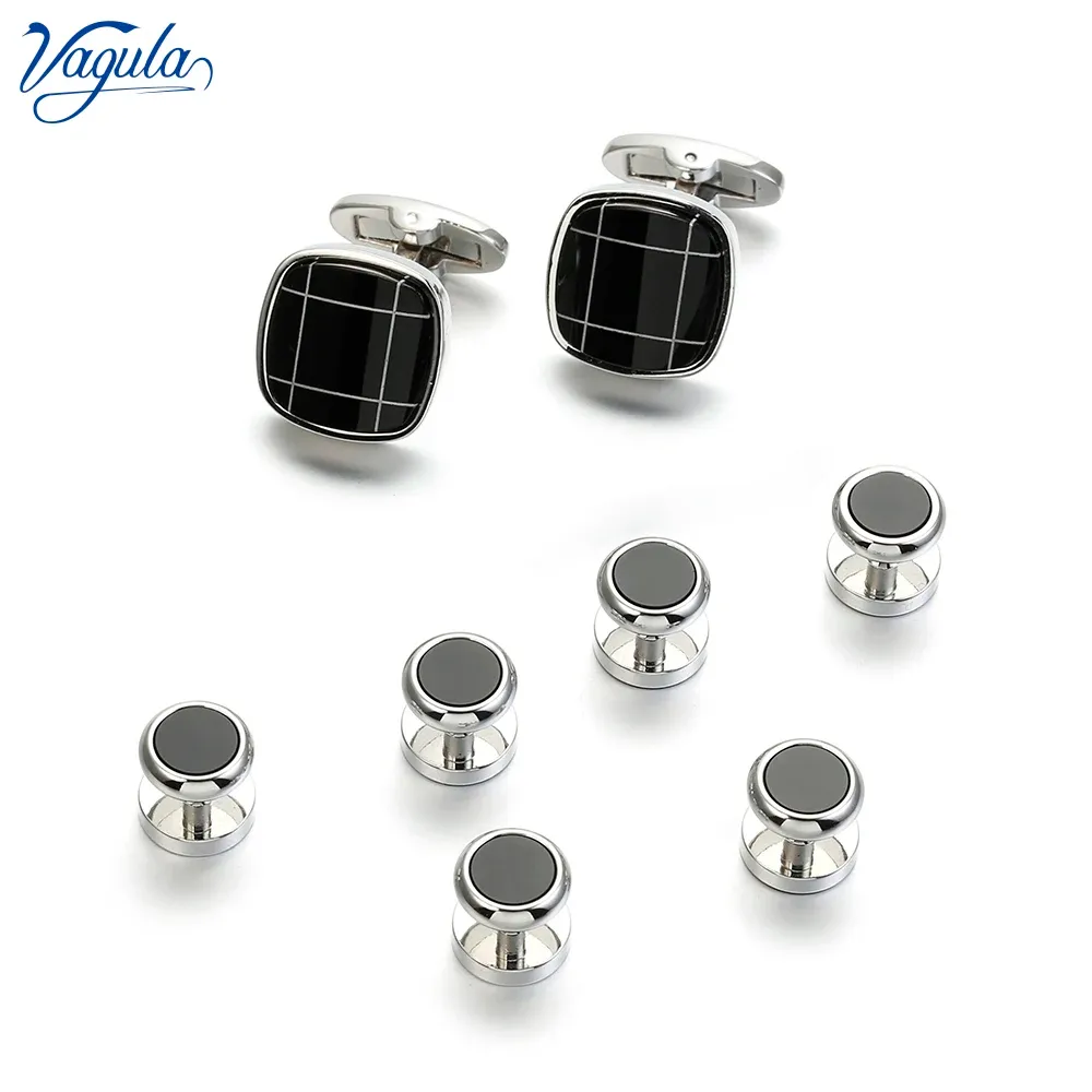 Links VAGULA Hot sale Cufflinks Studs in 8PCS Set Luxury Gemelos Button Links Trendy Tuxedo Collar Stud 415