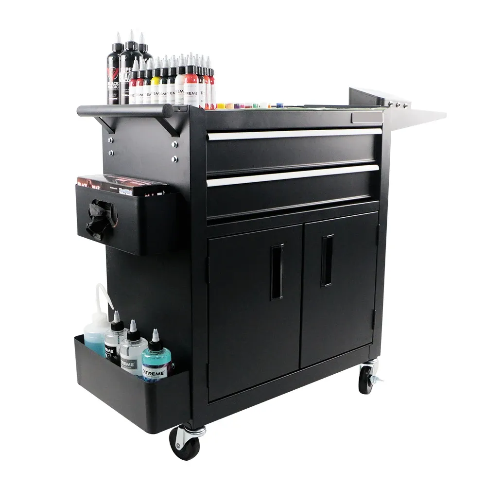 Guns Tattoo Workstation Tank Storm Cart Furniture Trolley Supplies Stainless Steel Table for Makeup Studio Needle Cartridges