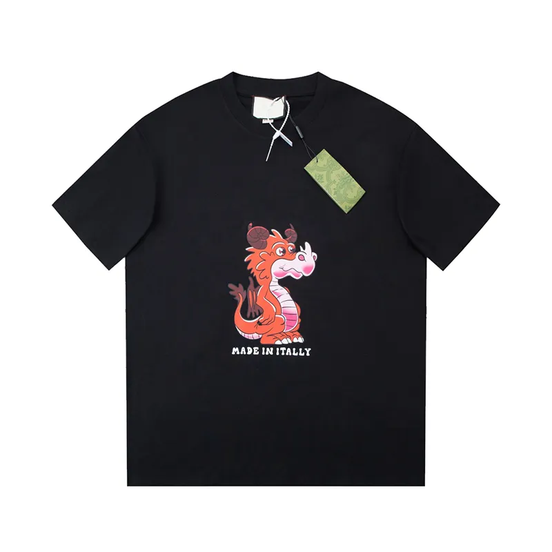 Itália estilo dos desenhos animados dragão impressão t designer camiseta primavera verão casual moda skate homens mulheres tshirt 24ss 0222