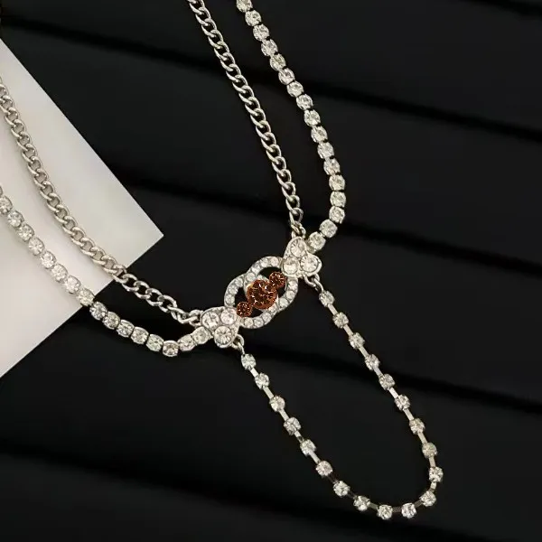 Davidzhang Designer Högkvalitativa halsband Rhinestone Choker Halsband krage Punk Vintage Chunky Pearl Chain Leather for Women Letter Smycken Tillbehör N2