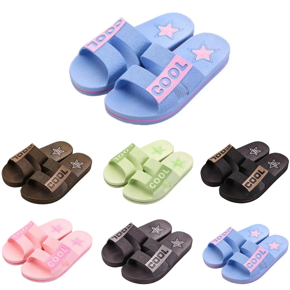 Men Women Slippers Summer Slides Sandals Summer Black Pink Coffee Green Blue Coast Bathroom Antiskid Slipper 36-45