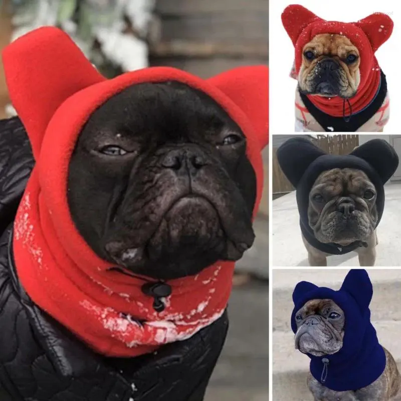 Vêtements pour chiens Chapeau d'hiver Chapeau de cordon réglable pour animaux de compagnie pour la chaleur Confort coupe-vent Oreille chaude Couleur unie Couvre-chef pour animaux de compagnie