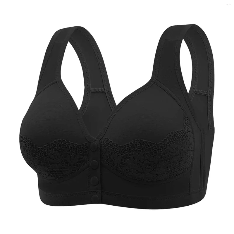 BHs Damen Yoga Schlaf Sport BH Vordere Schnalle Spitzenkante Stahlring Nahtlose Raffung Anpassung Bralette Weiblich Intim Büstenhalter