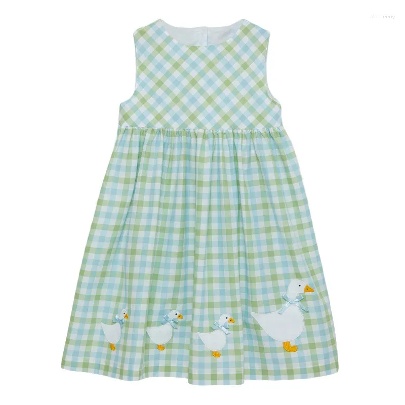 Mädchenkleider Little Maven 2024 Baby Mädchen Sommerkleid Schönes Kaninchen Blau Ärmellose Kleidung Baumwolle Komfort Für Kinder 2 bis 7 Jahre