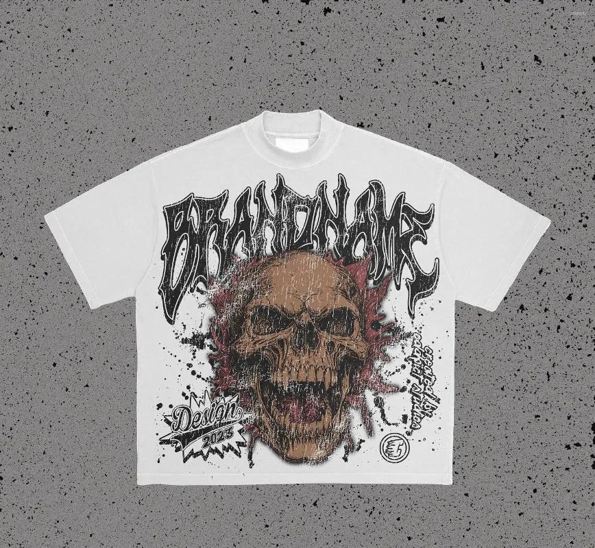Męskie koszule graficzny punk hip hop wydruk Y2K Najnowoczesna luźna luźna zabytkowa gotycka gotycka wzór Koszula Streetwear 2024
