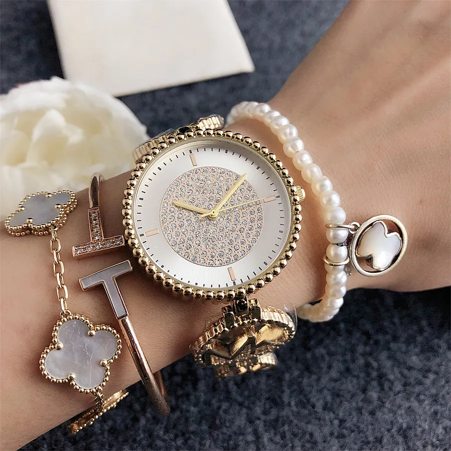 Relojes de pulsera de marca completa a la moda para mujer y niña, pulsera de cristal, estilo de acero, banda de Metal, reloj de lujo de cuarzo M172