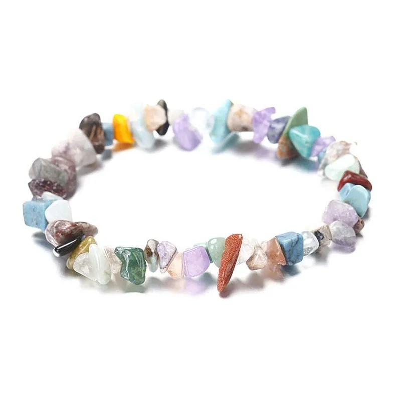 Bracelets de charme Bracelet en pierre gemme naturelle Irregar cristal extensible puce perles filets Bracelets bracelets Quartz Chakra bracelet pour Wome Dhuek