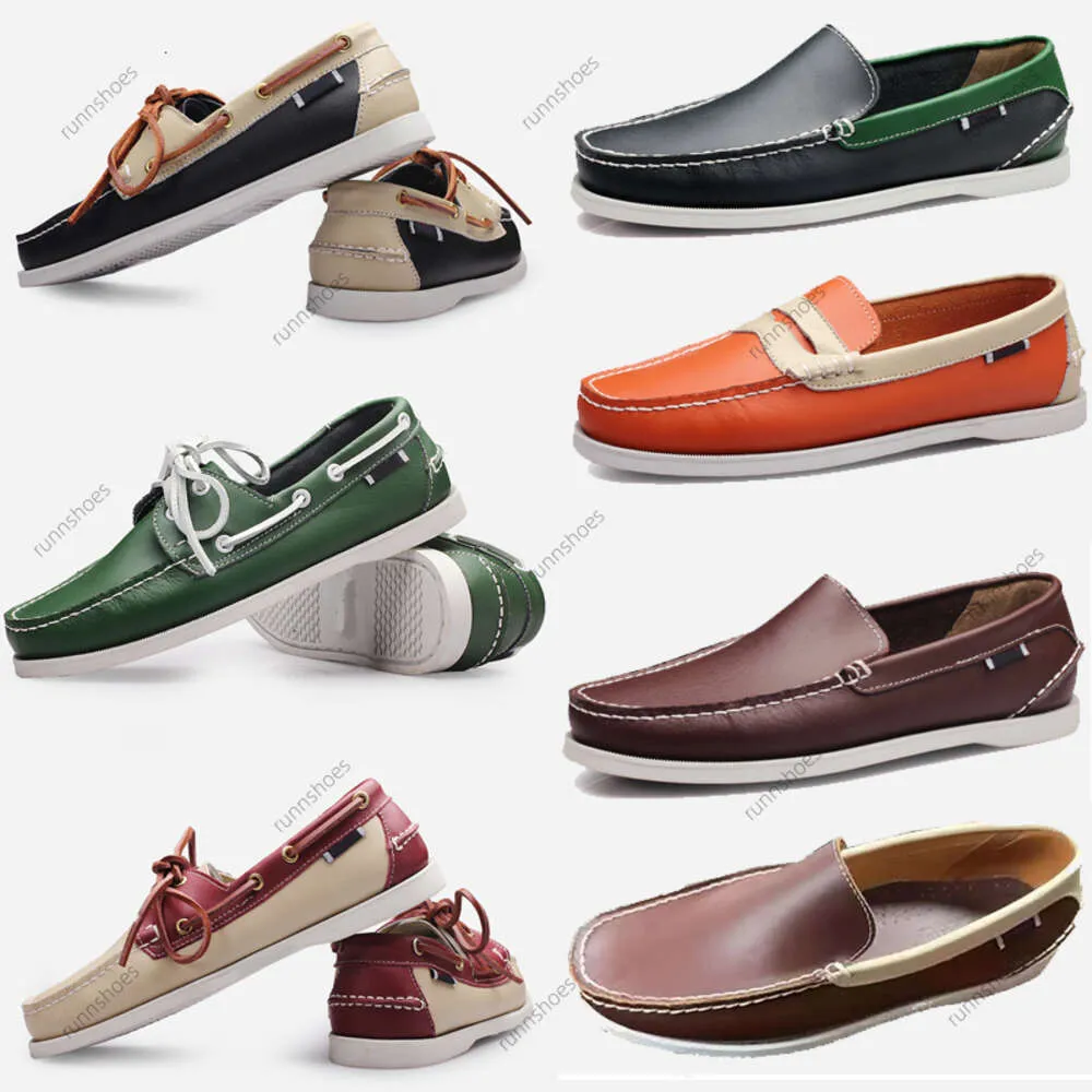 Ny stor storlek seglingskor sneakers casual mens skor äkta läderskor brittiska körning enstaka skor för män sko 38-45 euro