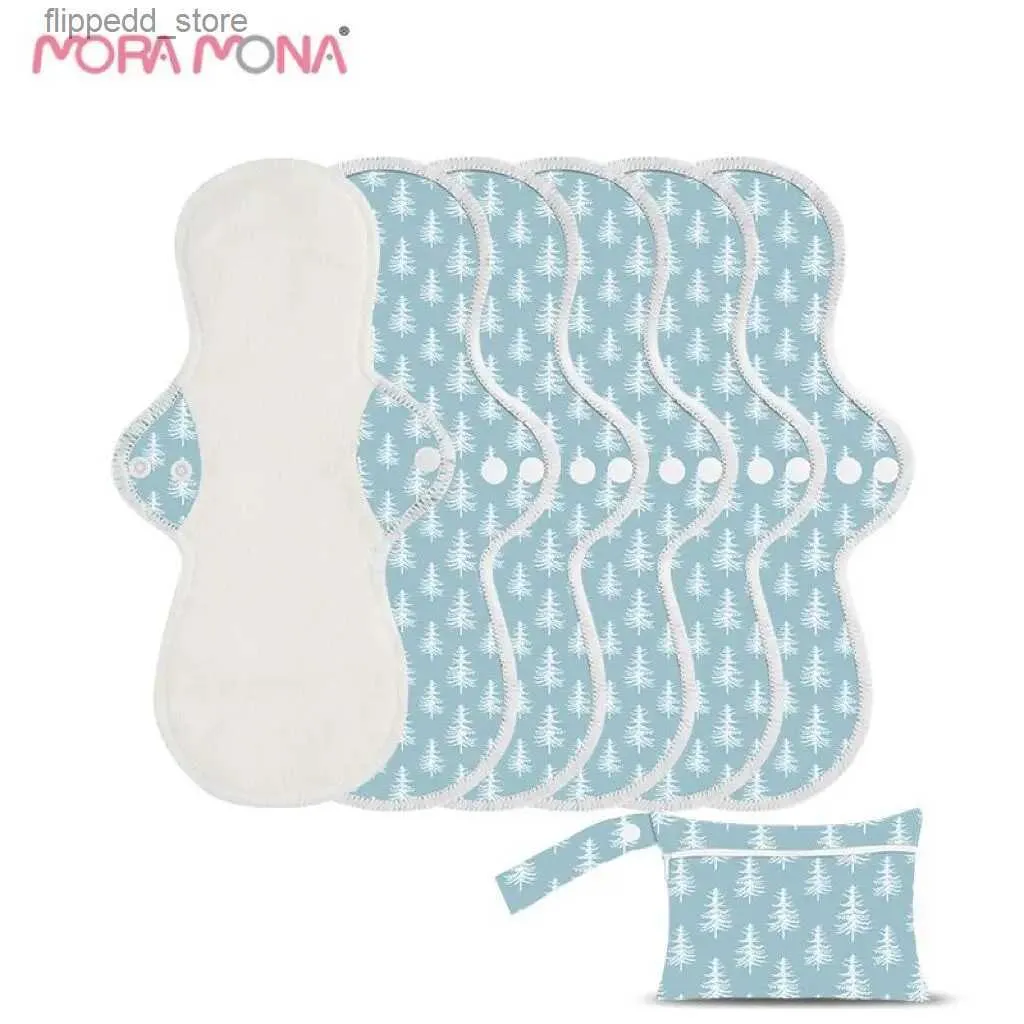 Feminin hygien Mora Mona 5 PCS Waterproof Pul Sanitary Servikonniavy Flow Menstrual Pads Washable Bamboo Terry Nursing Sanitary Pad for Women Q240222