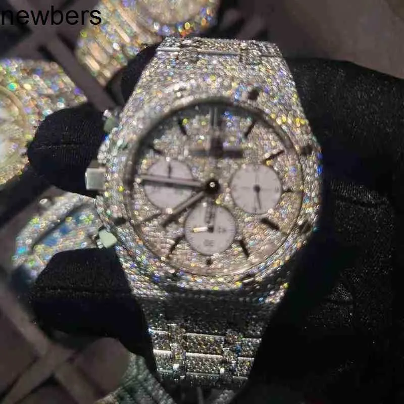 SuperClone AP Diamonds Diamonds Watch Pass Test Quartz Movement VVS Iced Out Saphire Watch Mosonite Diamond Factory LW32 2023カスタマイズは自動MOをカスタマイズできます