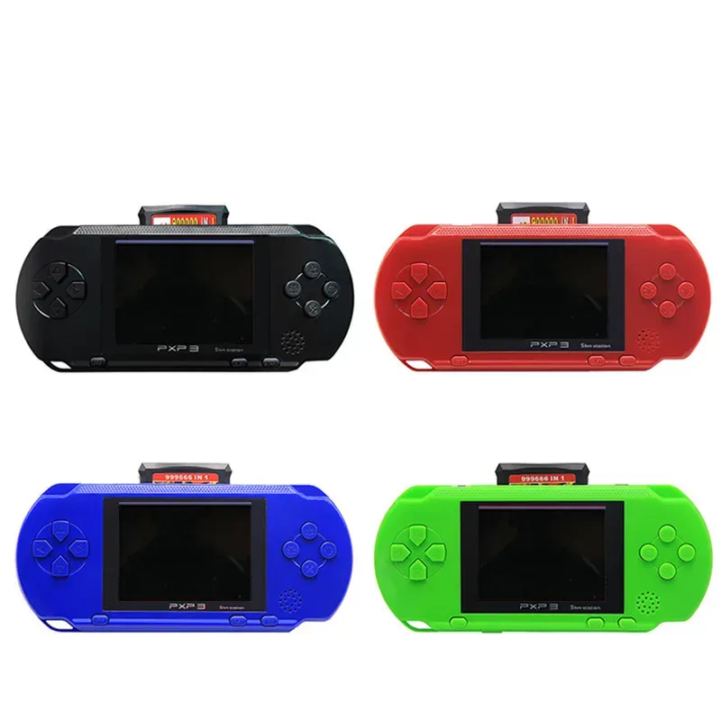 Jogadores 3 polegadas 16 Bit PXP3 Slim Station Video Games Player Jogo portátil com 2pcs Game Card Console 200 + Jogos Builtin Jogos Clássicos