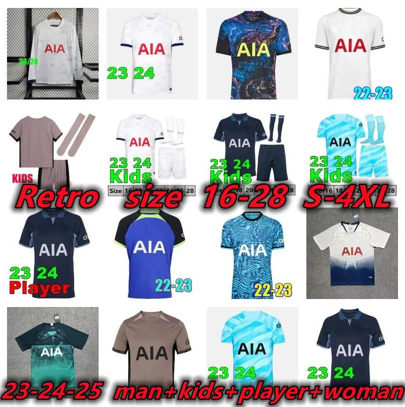 4xl Tottenham 23 24 Kane Son Richarlison Soccer Jerseys Spurs Porro Kulusevski Hojbjerg Away Perisic Danjuma Romero Football Kit Shirt Bryan Bentancur Men Kids Set