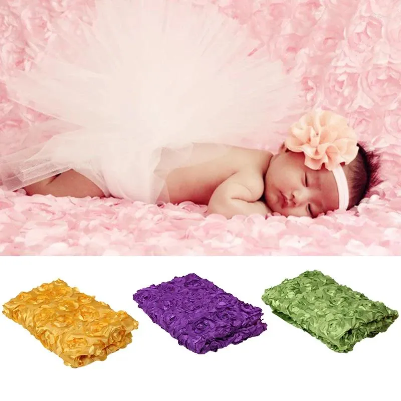 Filtar Rose Flower Baby Pography Backdrops Spädbarn 3D Swaddle Wrap Po Props Accessories 65 95 cm