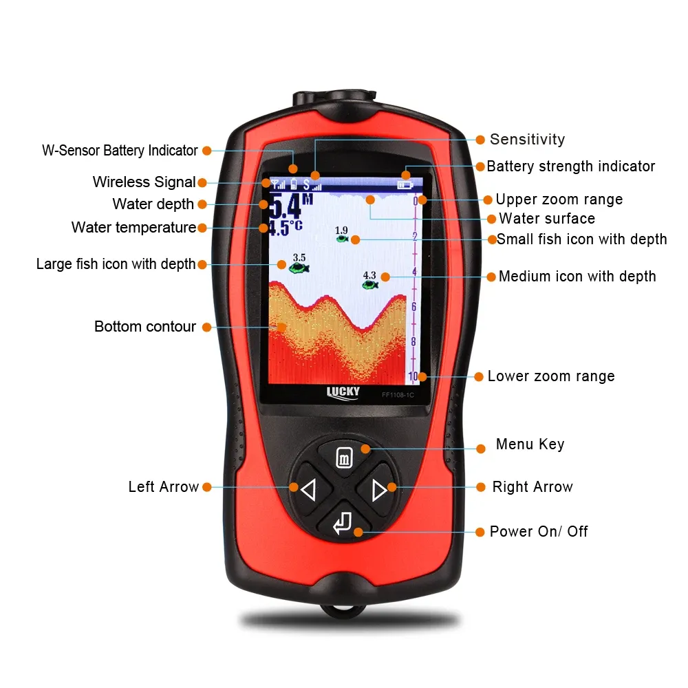 Finders Lucky Ff11081ct Portable Fish Finder 100m Depth Fish Alarm Wired  Fish Detector 2.4inch Tft Color Lcd Fishfinder Fish Locator From Zcdsk,  $53.55